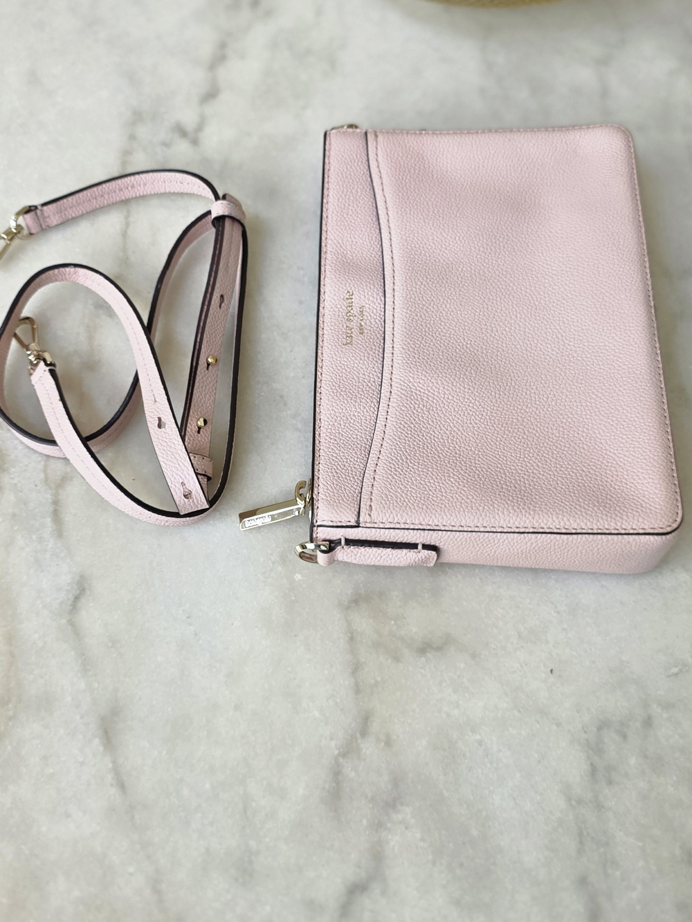 Kate Spade New York Pebbled Leather Crossbody Bag Blush Pink Silver Hardware - Picture 5 of 8